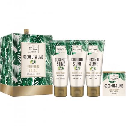 Scottish Fine Soaps Coconut & Lime Luxurious Gift Set Козметичен комплект за тяло 4 продукта