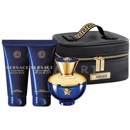 Versace Dylan Blue Pour Femme Eau de Parfum 100ml + Body Lotion 100ml + Shower Gel 100ml + Несесер дамски комплект