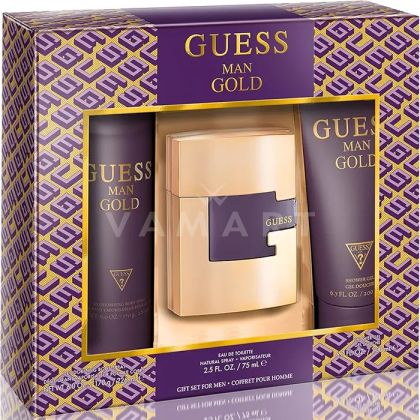 Guess Man Gold Eau de Toilette 75ml + Shower Gel 200ml + Deodorant spray 226ml мъжки комплект