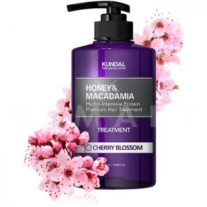 Kundal Honey &amp; Macadamia Treatment Cherry Blossom 500ml Интензивено хидратиращ и подхранващ протеинов  балсам за коса