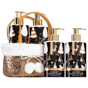 Vivian Gray Christmas Brown Glitters Ylang & Vanilla Luxury cream soap 250ml + Luxury hand lotion 250ml