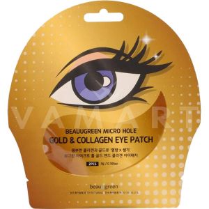 Beauugreen Micro Hole Gold & Collagen Eye Patch 2бр Хидрогел пачове за очи с колаген и злато, хидратиращи за тъмни кръгове, против бръчки и стареене